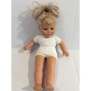 Berjusa 1988 Realistic Baby Doll Plastic Blonde Eyes and Hair 18" Collectible